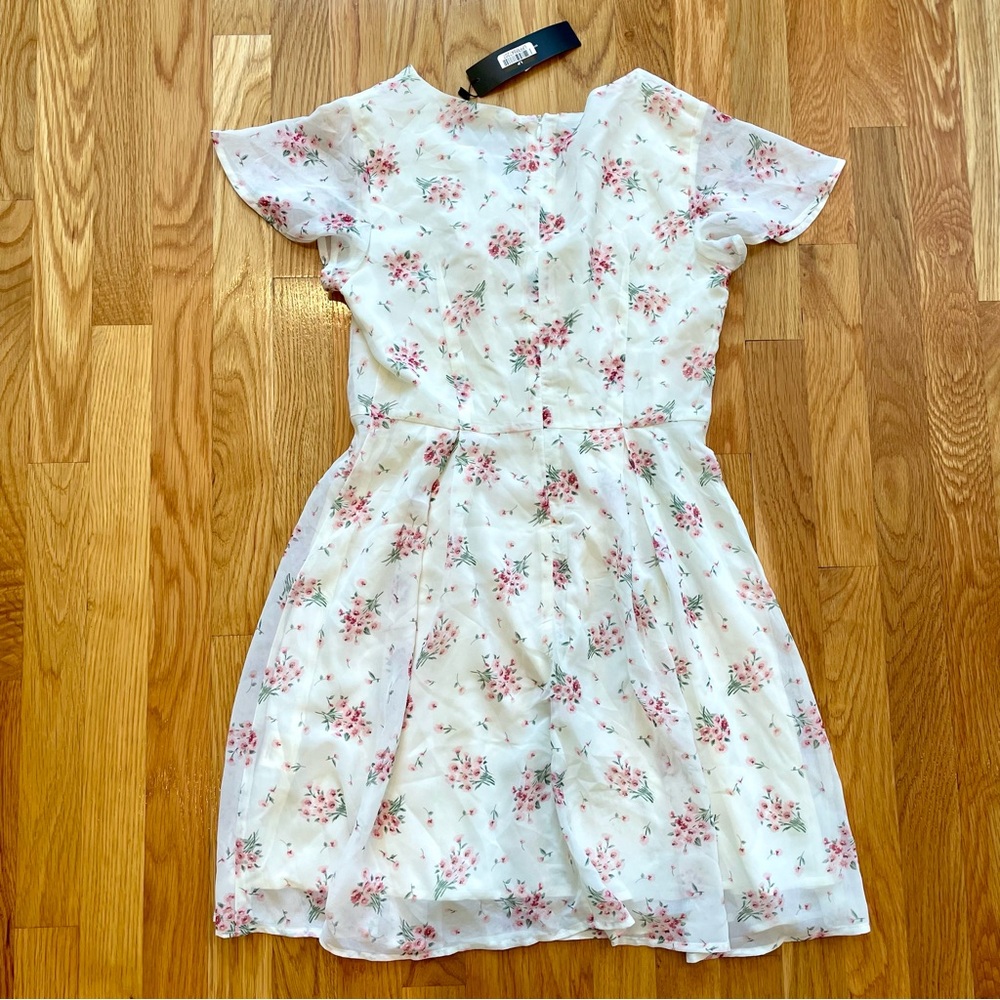 NWT | Allegra K | Floral Lace-up Chiffon Dress | XS - Picture 10 of 15